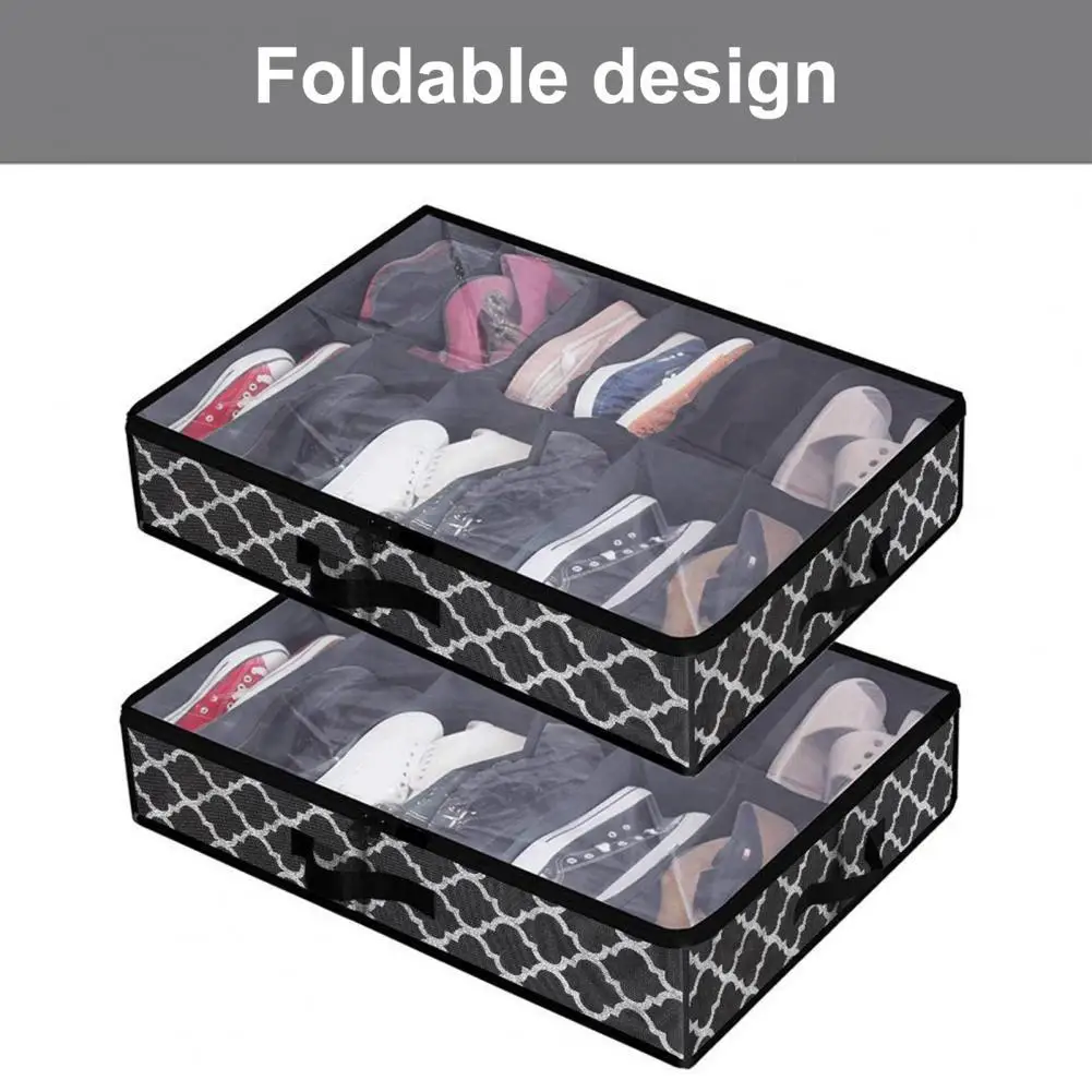 

Practical 10 Grids Space-saving Underbed Organizer Non Woven Fabric Under Bed Shoe Organizer Convenient for Bedroom