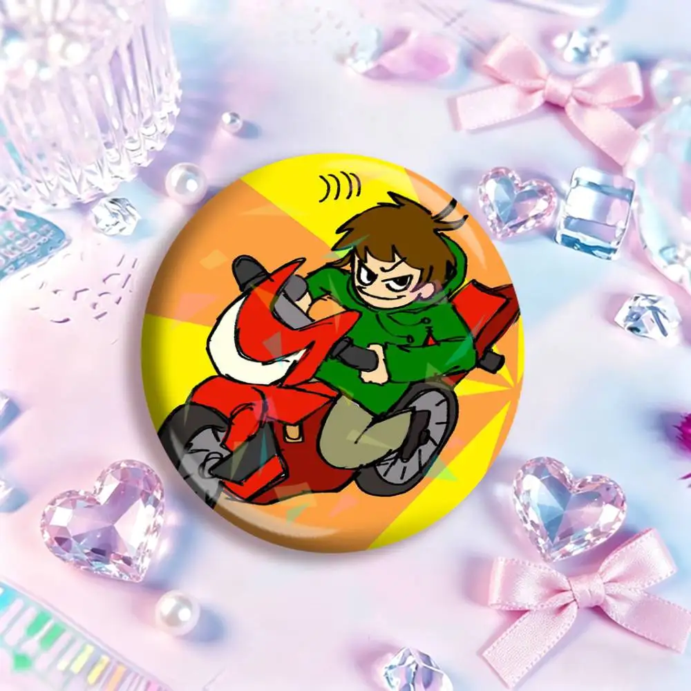 E-Eddsworld Эдд Том Мэтт Торд Круглый Лазерный Значок Креативные Пинсы Брошь для Декора Подарки для Фанатов Коллекционирование Пасхальных Украшений (art.: 3920dd28620cb) - 3920dd28620cb