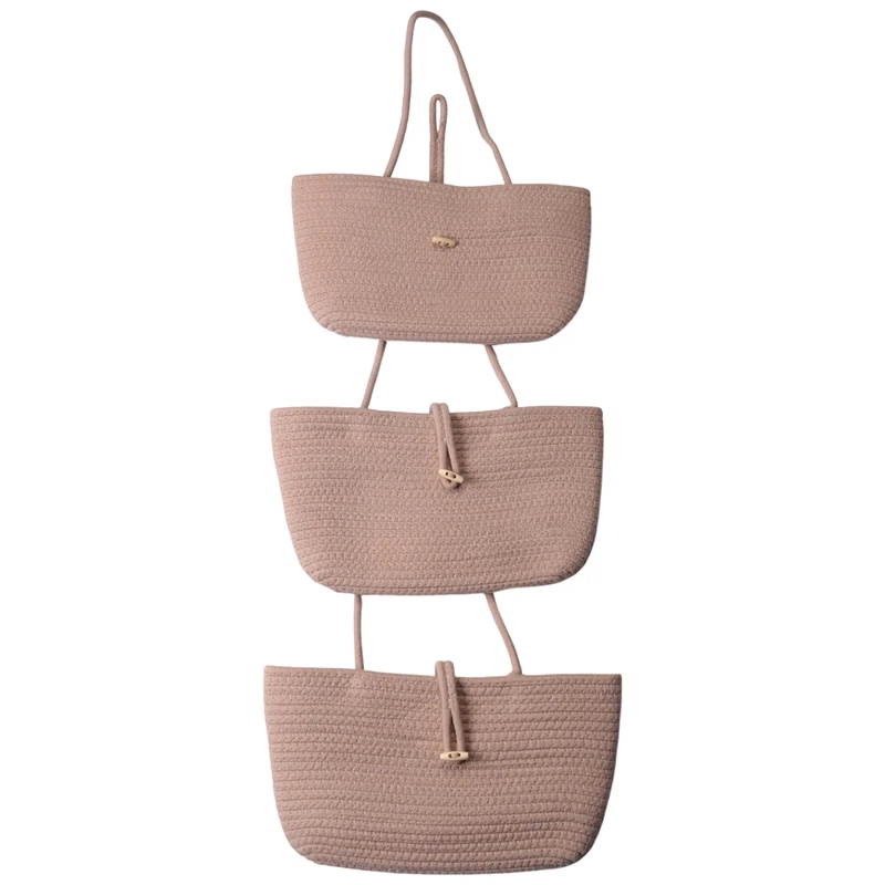 

Rope Over The Door Basket 3-Tier Wall Hanging Basket For Storage Over Door Organizer Hanging Baskets For Room