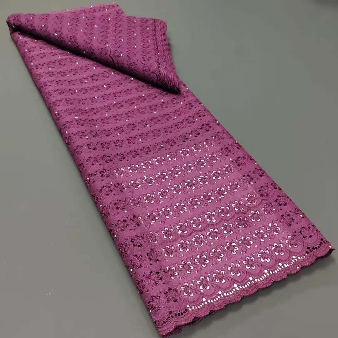 

Luxury Swiss Lace Fabric with Stones 2023 Latest African Dry Cotton Lace for Sewing Bridal Wedding Party Dresses