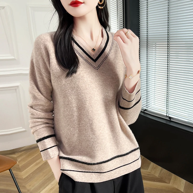 Новинка 2024 пуловер из 100% мериносовой шерсти кашемировый свитер Женский с