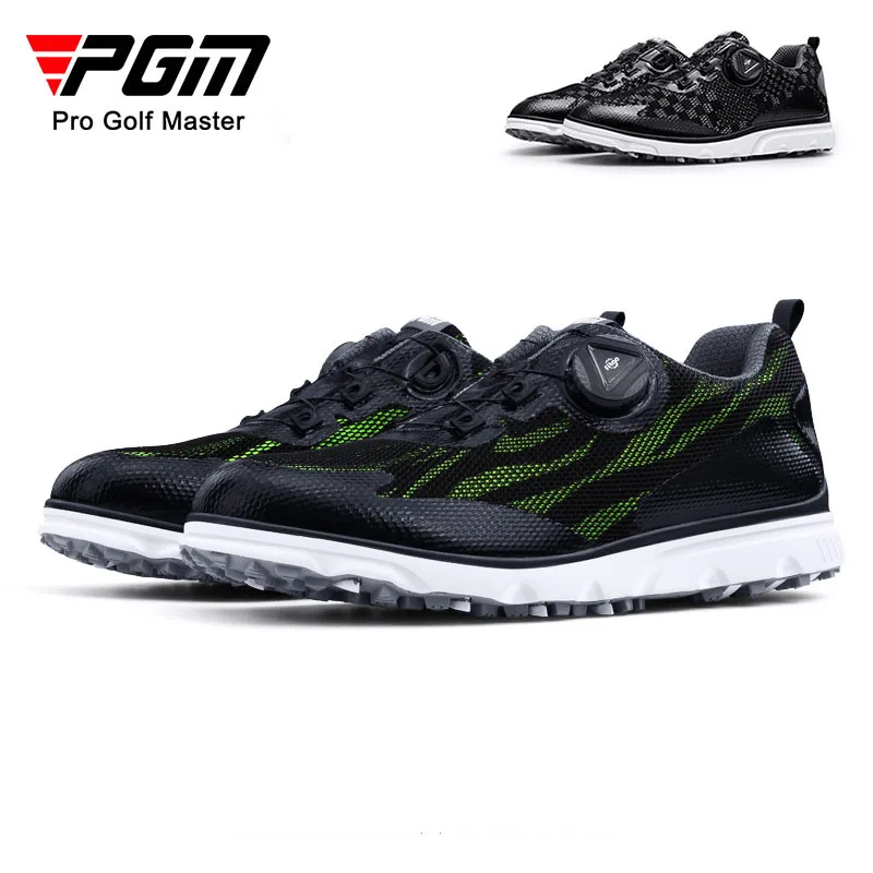 Free Socks! PGM Microfiber Leather PU Golf Sports Shoes Men Mesh Knob Shoelaces Rubber Anti-skid Studs Trainers Sneakers XZ228