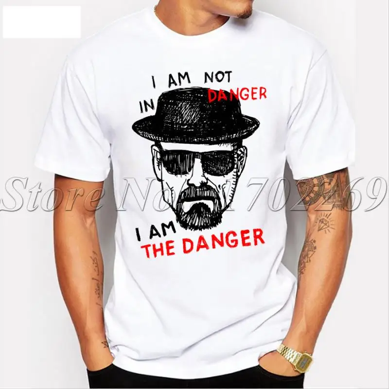 

Newest Men fashion Breaking Bad t-shirt Heisenberg Iam the denger retro printed hipster tops short sleeve casual tee