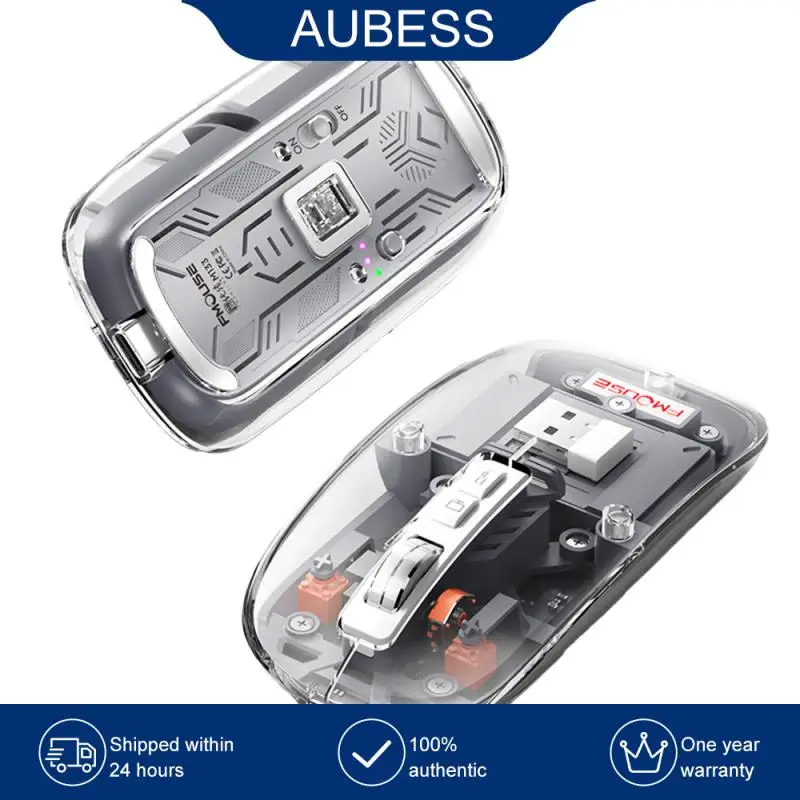 

2023 New Product M133 Transparent 2.4G Wireless Three Mode Mute Mouse Magnetic Upper Cover Power Display Game Mouse