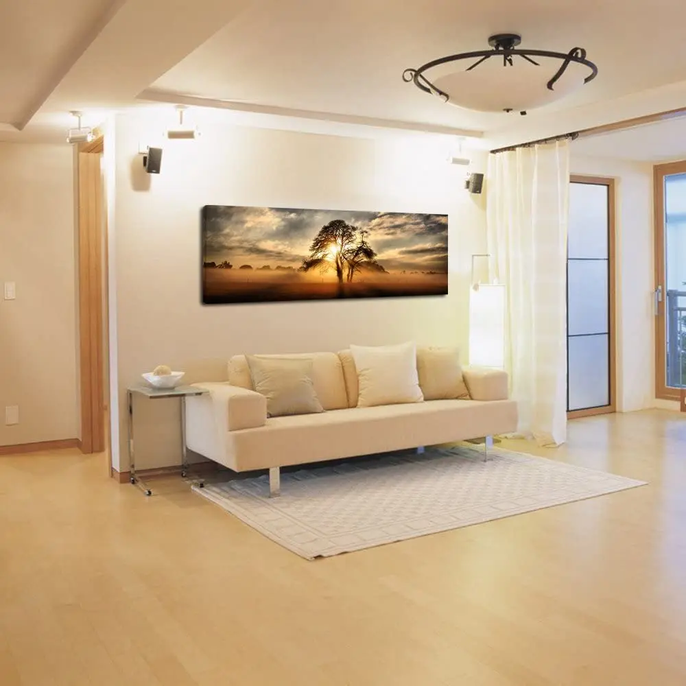 Галерея холст красивый закат панорамный Холст Искусство ночь падение дерево