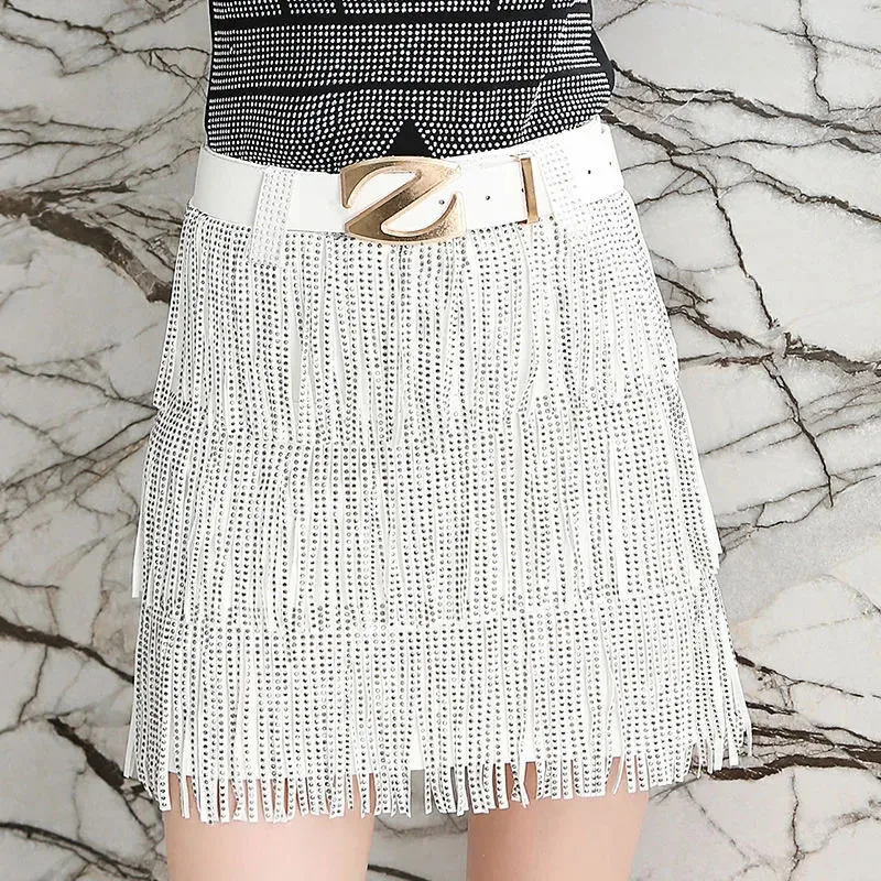 Женский комплект узкой юбки-трапеции с высокой талией и поясом короткие юбки