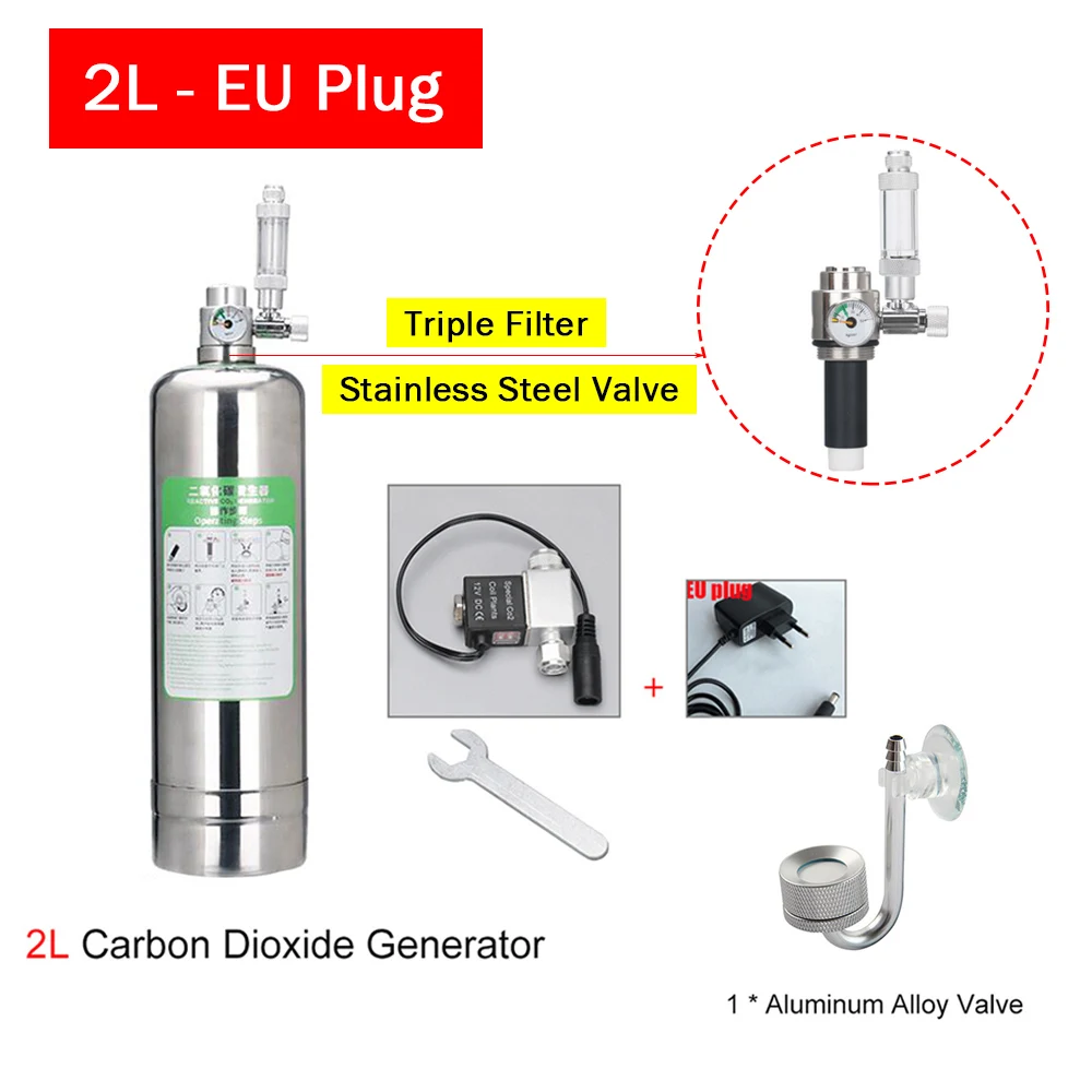Аквариумный генератор CO2 2 л/1 л газовый баллон сделай сам высокого давления из