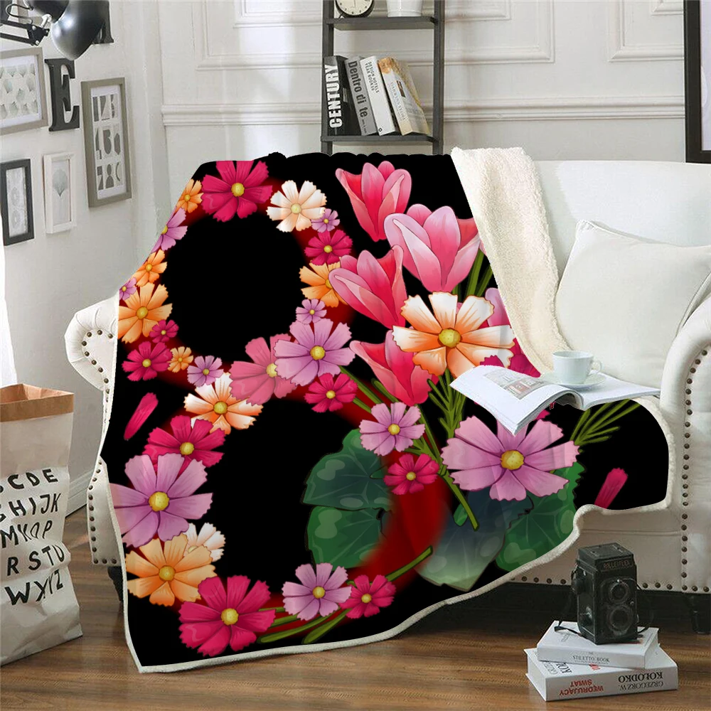 

0 to 9 Print Blanket Sofa Throws Lunch Break Flannel Plaid Number Flower Blanket for Beds Picnic Travel Hiking Home Decoration