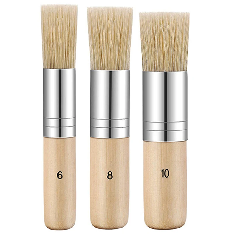 

3Pcs Wooden Handle Watercolor Painting Stencil Brush Student Art Supplies