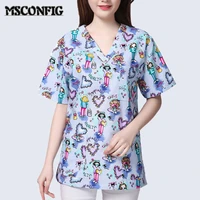 cotton hand washing clothes for men and women doctors and nurses short sleeved v neck dental oral pet hospital brushing clothes