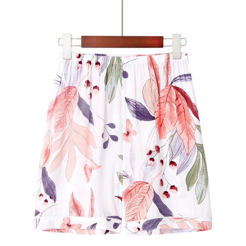 Plus Size S-3XL 100% Viscose Summer Women's Pajamas Thin Section Short-Sleeved Shorts Large Floral Print Home Service Pajamas