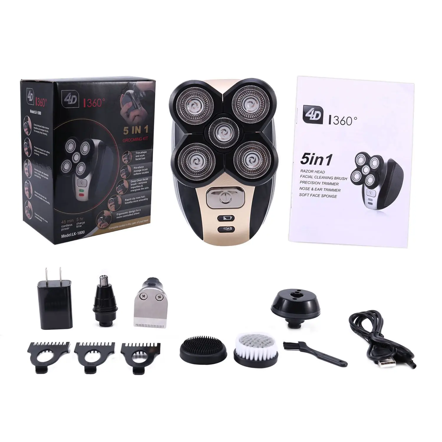 

4D Вращающаяся лампа, перезаряжаемая бритва и триммер для бороды