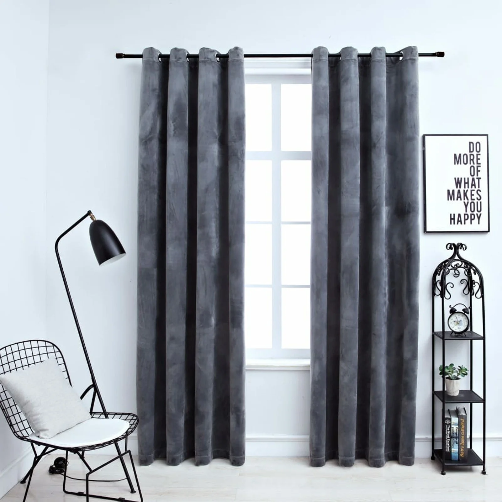 

Blackout Curtains with Rings 2 pcs Anthracite 54"x95" Velvet