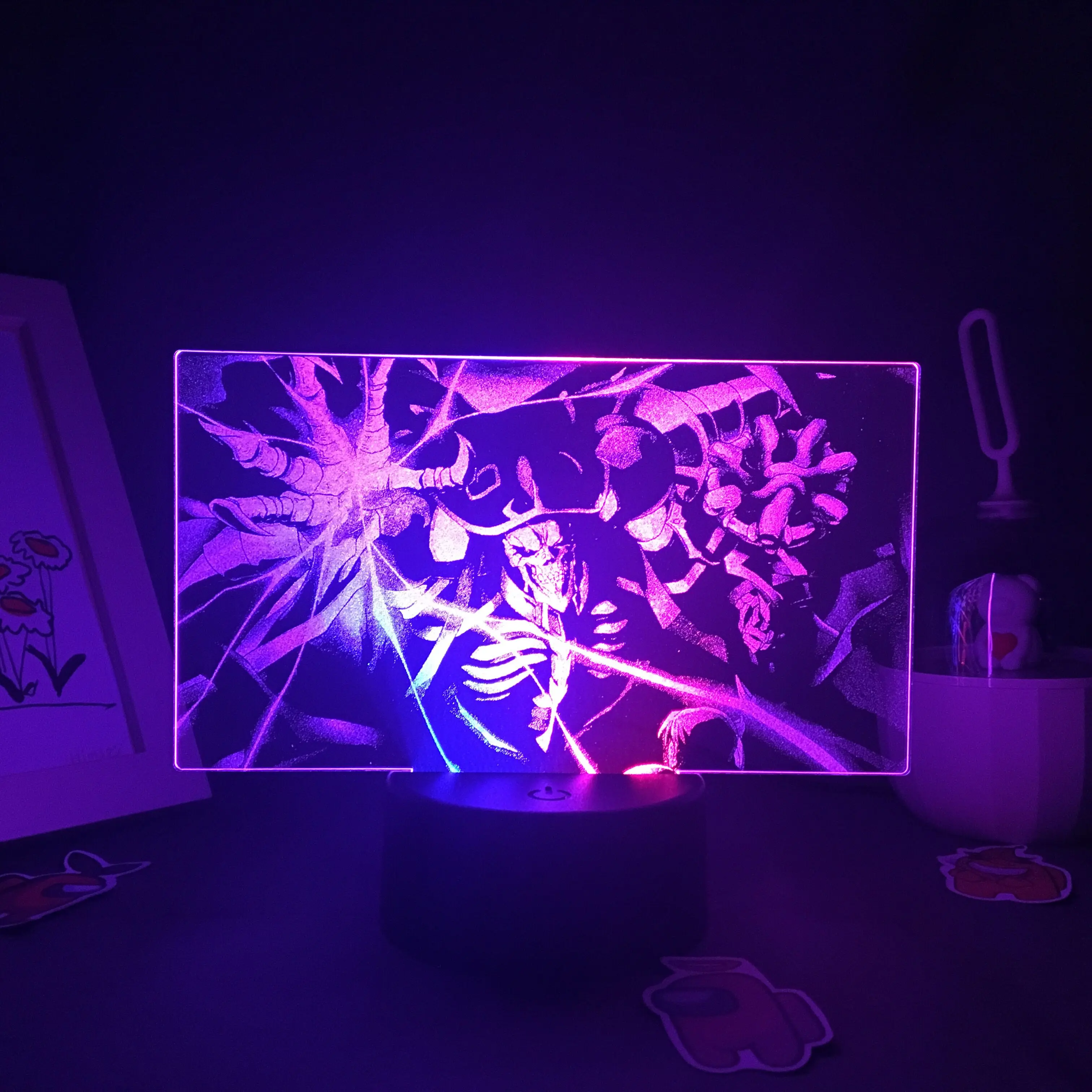

Anime Overlord Ainz Ooal Gown 3D Led USB Interface Night Lights for Children's Holiday Gift Bedroom Decor Two Tone Acrylic Lamp