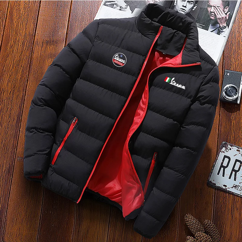 

Мужская модная трендовая хлопковая одежда Vespa с логотипом на молнии, зимняя теплая брендовая классическая мужская куртка в снежном стиле, ...