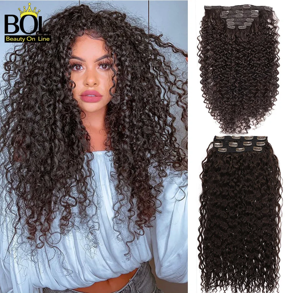 Kinky Curly Clip In Synthetic Hair Extensions 28 