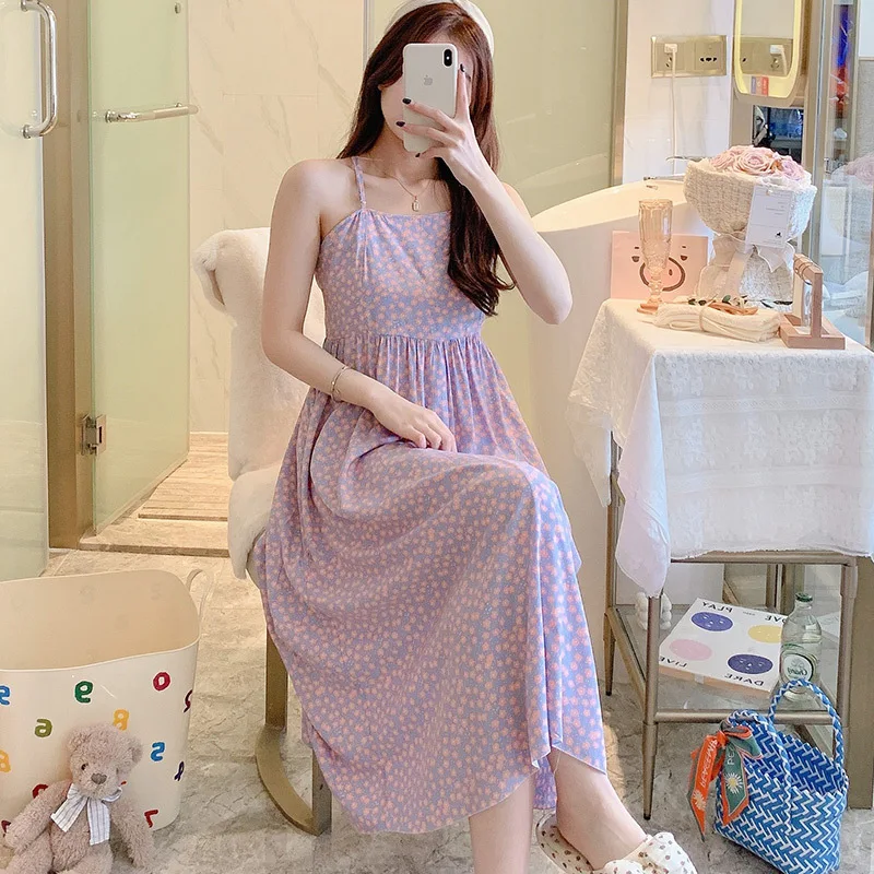 Summer Style Backstrap Nightdress Thin Night Gown Women Sexy Sleepwear Nightgowns