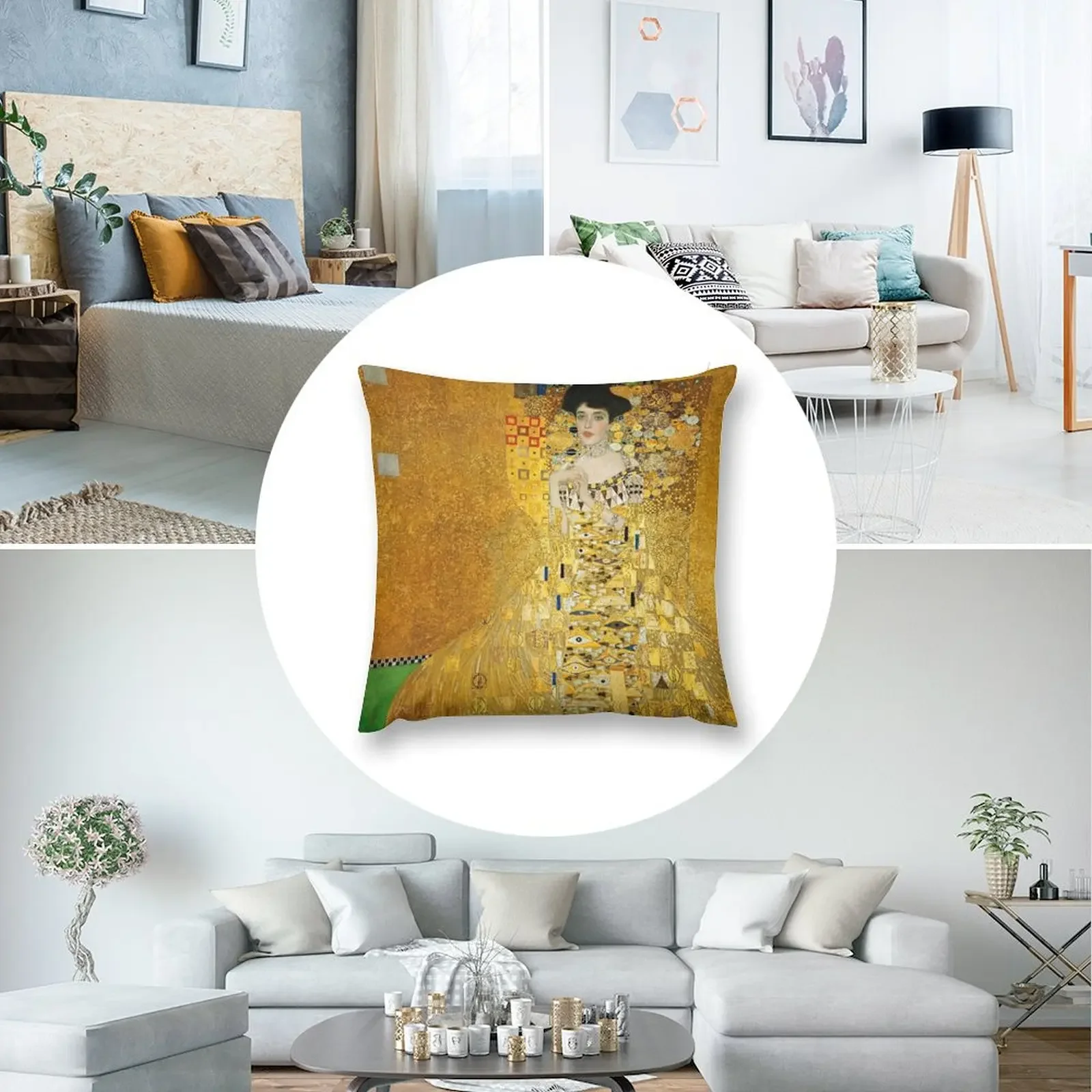 Винтажная подушка Gustav Klimt с портретом Адель Bloch Bauer 197 чехол для подушки дивана