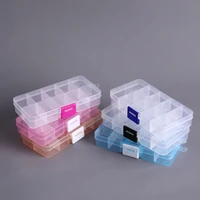 diy jewelry accessories box tool storage detachable 10 lattice earrings charms transparent box fishing tackle packaging box 2pcs