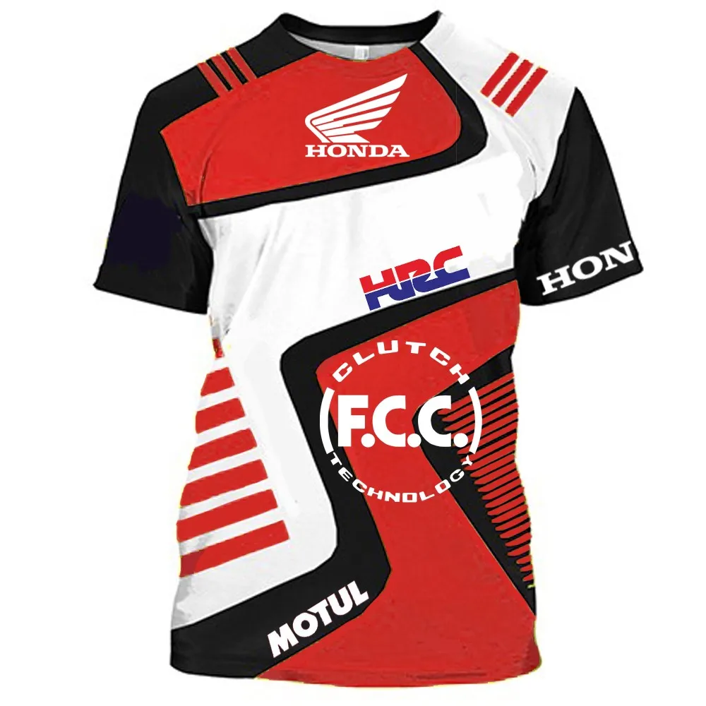 

2022 Summer Men's HRC Motorcycle Riding Off-Road Leisure Sports Red Short-Sleeved Outdoor Travel Adventure Breathable T-Shirt