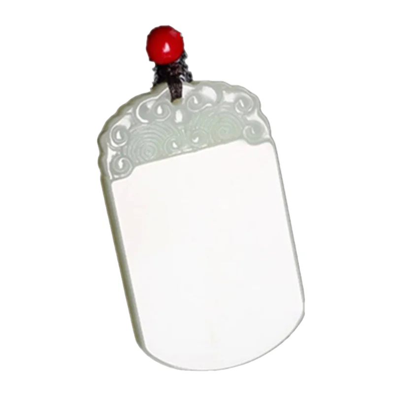 China 100% Natural Nephrite Hetian White Jade Handcarved Glossy Pingan Pendant