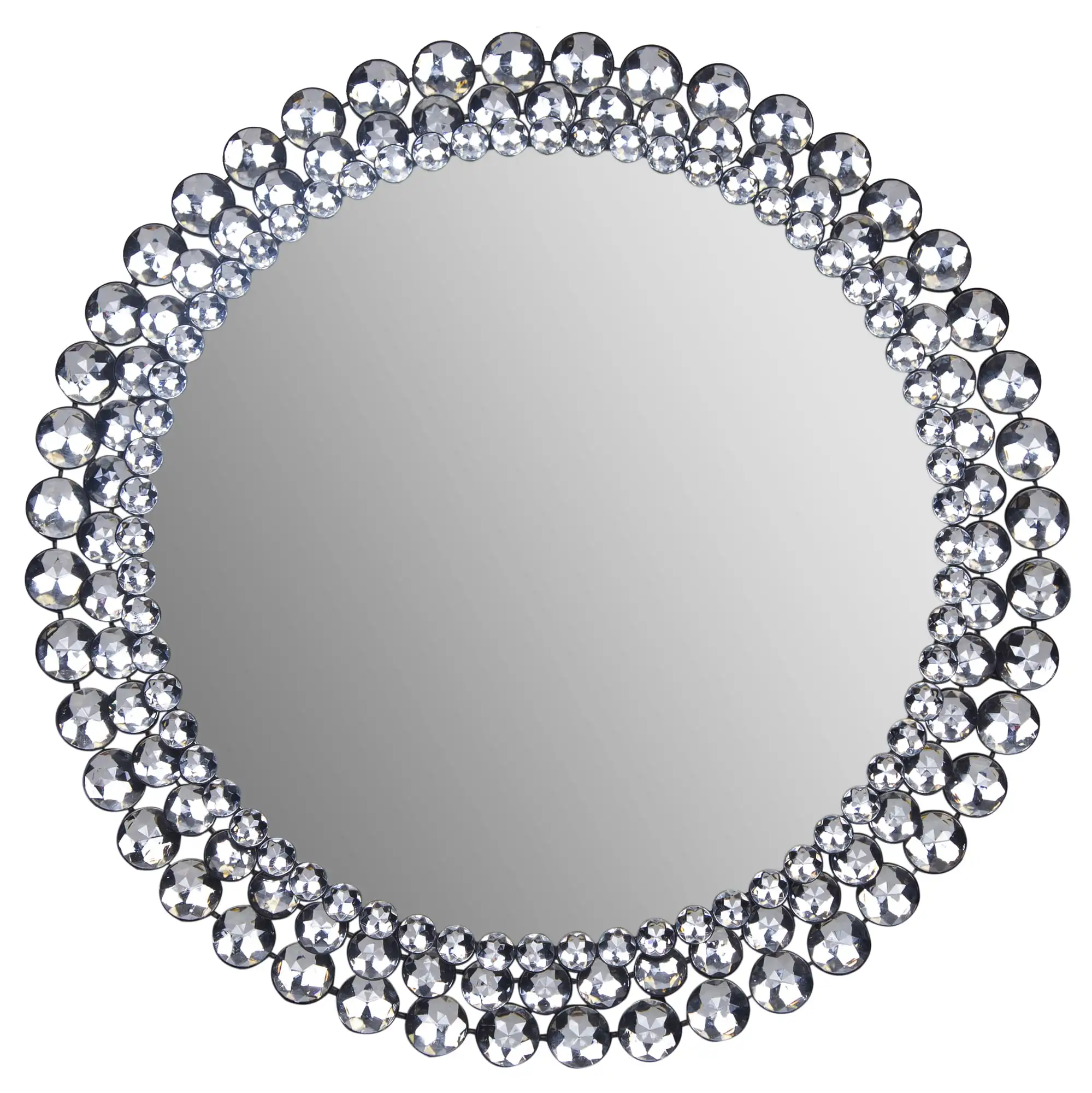 

Круглое настенное зеркало с серебряными драгоценными камнями, 24 дюйма