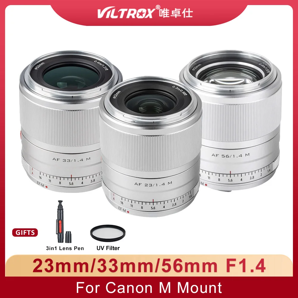 

VILTROX 23mm 33mm 56mm F1.4 STM AF APS-C Auto Focus Large Aperture Lens for Canon M EOSM Camera M100 M50 M10 M6II M6 M5 M3 M2 M1