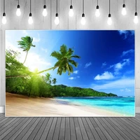 summer tropical sea beach photography backgrounds clouds blue sky seaside palm trees bay scenic holiday party photo backdrops