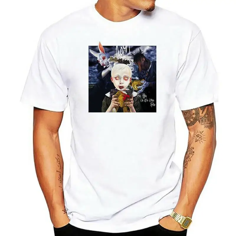 Мужская винтажная хлопковая черная футболка с надписью Korn See You на другой стороне