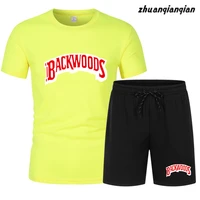 latest backwoods t shirt suit casual shorts anime mens suit printing short sleeved t shirt sportswear sweatpants summer clothing