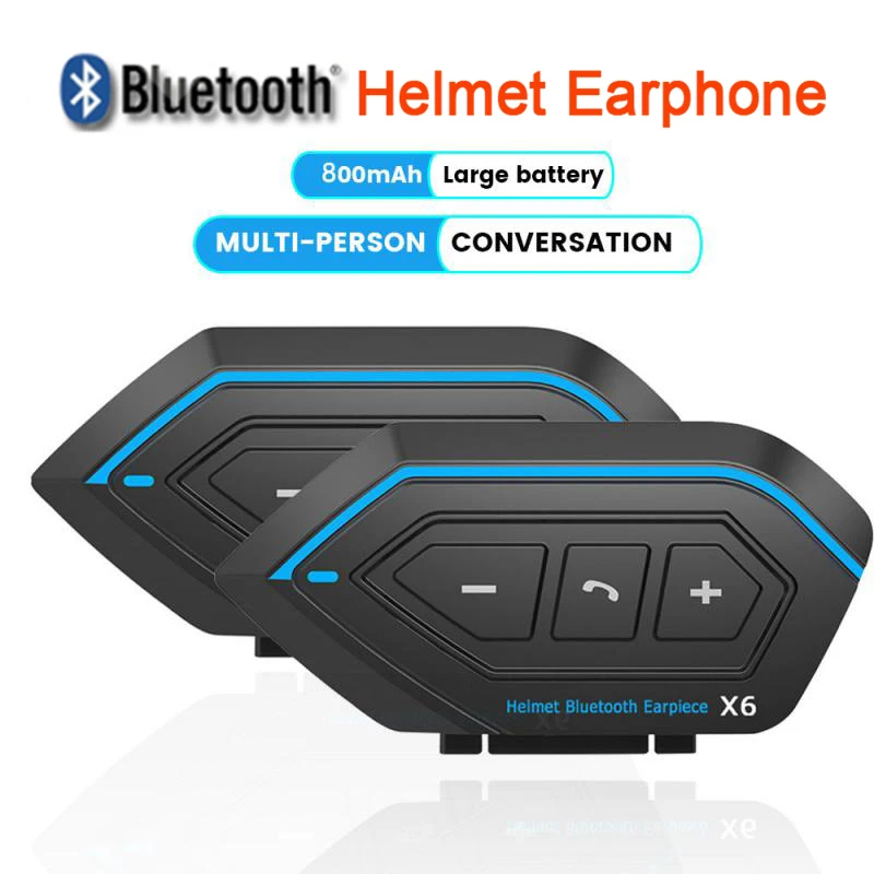 

Handsfree Calling Bluetooth Motorcycle Helmet Headset 800mAh IP67 Moto Helmet Earpiece CSR BT5.0 Stereo Earphone