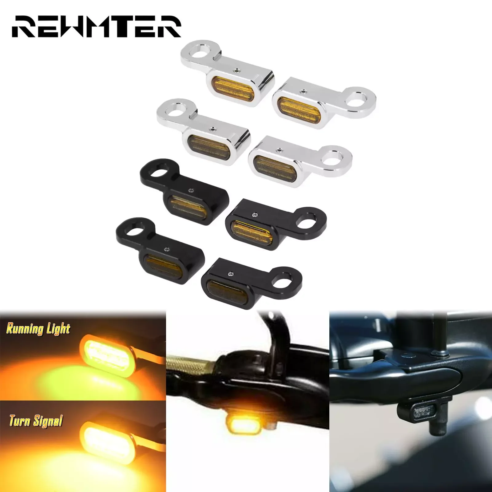 

Motorcycle 2PCS Mini LED Lamp Turn Signal Amber Light 12V E Mark For Harley Softail Breakout 16-17 Touring Road King Glide 14-20