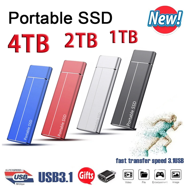 

4TB 2TB 1TB 500GB External Soild State Drives Portable SSD High Speed USB3.1 Type-C Interface Data Storage Disks for Laptops PC