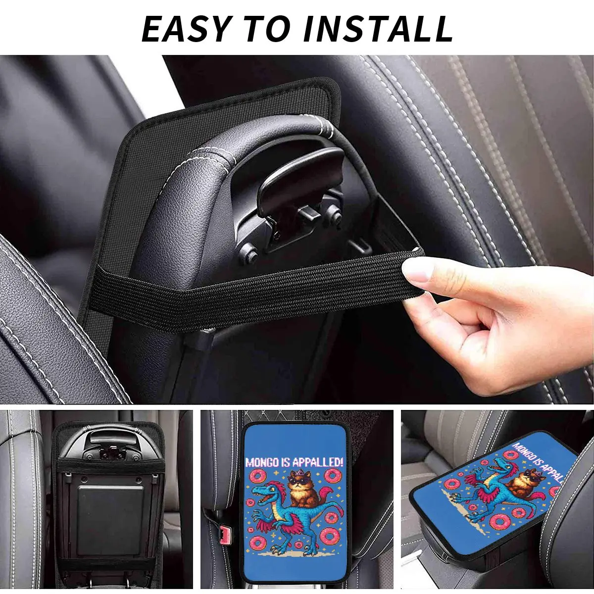 Фото Кожаная накладка на центральную консоль Mongo Is Appalled Car Armrest Cover Mat Dungeon Crawler Carl, чехол для подлокотника, накладка на отсек для хранения, аксессуар для интерьера автомобиля №4