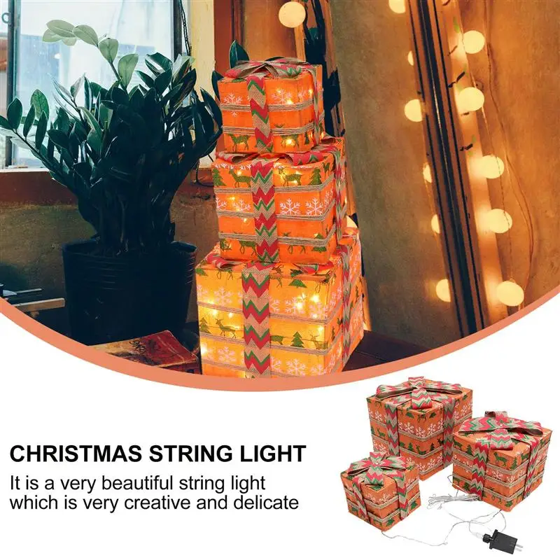 

1pc Christmas Gift Box String Light Christmas Style Scene Lamp Ornament Gift Box String Lamp