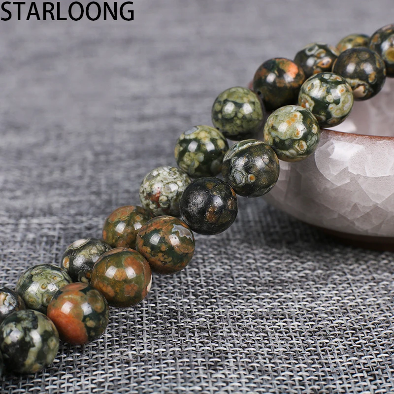 

Natural Stone Old Kambaba Jaspers Stone Round Loose Beads 4/6/8/10/12 MM Pick Size Making For Jewelry Bracelet 15" Strand