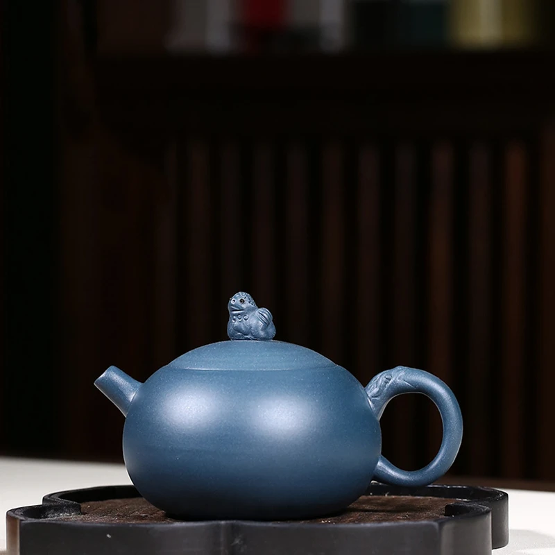 full handmade tea pot on big sales marked pot mascot statue lid authentic yixing zisha green zhu clay original ore teapot 150ml