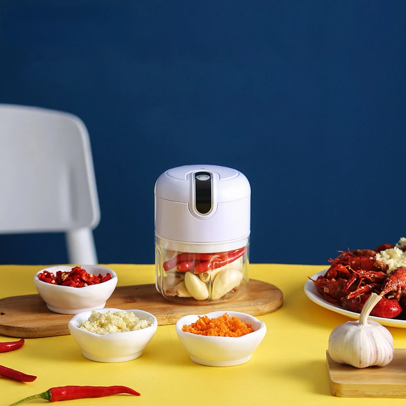 

Mini Electric Food Mixers Kitchen Garlic Chopper Meat Garlic Masher Press Vegetable Chili Chopper Press Home USB Masher Machine