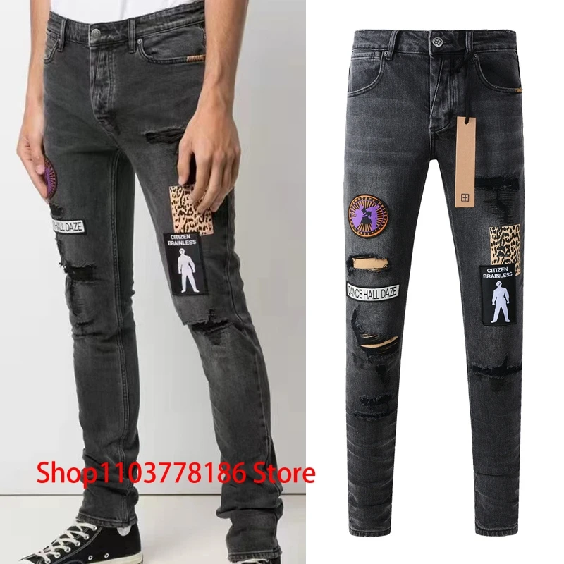 Мужские джинсы KSUBI Cross винтажные потертые индивидуальные тканевые рваные узкие