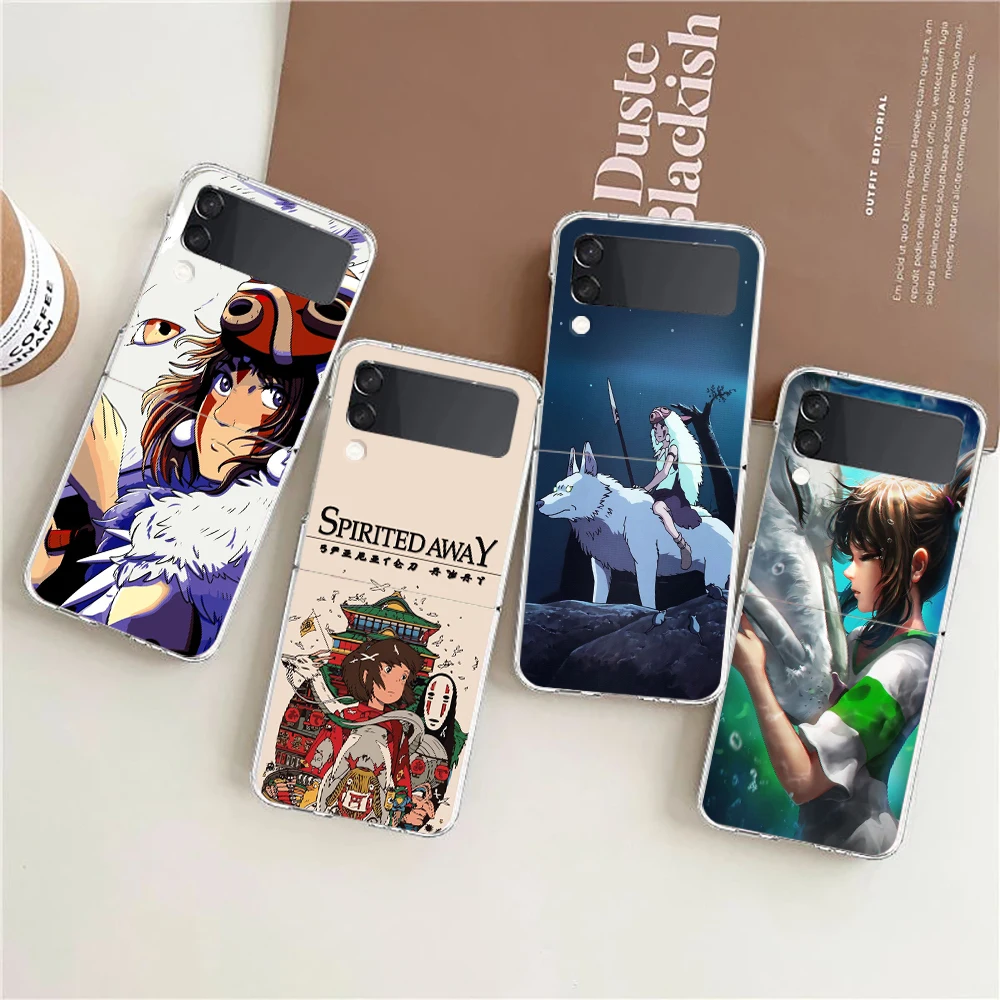 

Spirited Away Cartoon ZFlip4 ZFlip3 Phone Case For Samsung Z Flip 3 Transparent Hard Shell Z Flip 4 Galaxy Cover ZFlip Folding