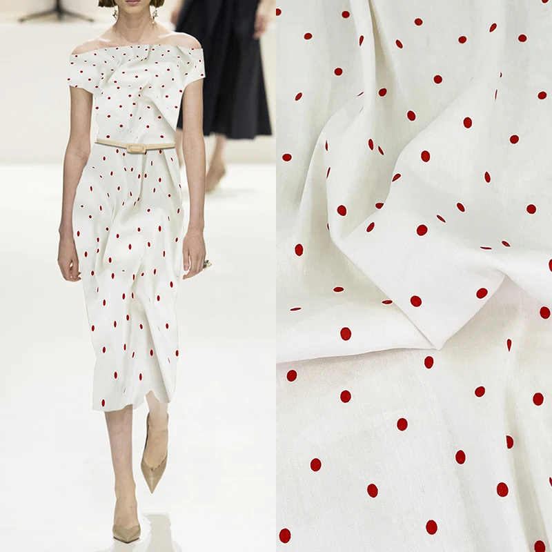 

Темно-красная хлопчатобумажная ткань в горошек с базельным принтом, для свадебного платья, Ципао, шарфа, рукоделия