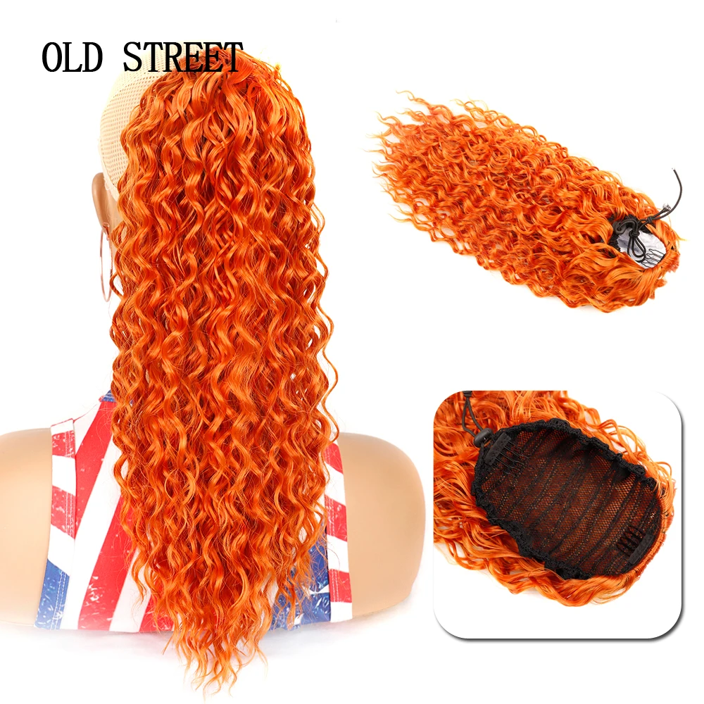 

Синтетический накладной хвост на шнурке, наращивание волос, органический конский хвост с клипсой, удлинители волос с глубокими волнами для женщин