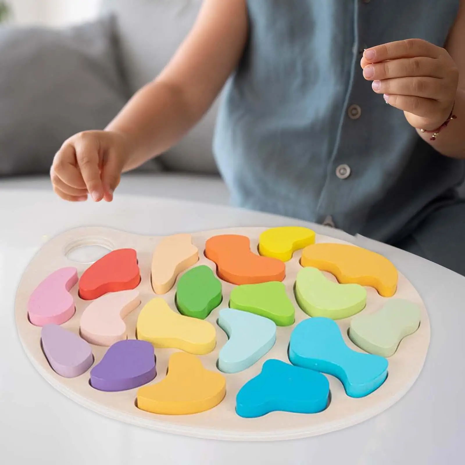 

Пазлы для малышей, игрушка для обучения, деревянная головоломка Монтессори в форме сортировки, пазл для подарка на день рождения