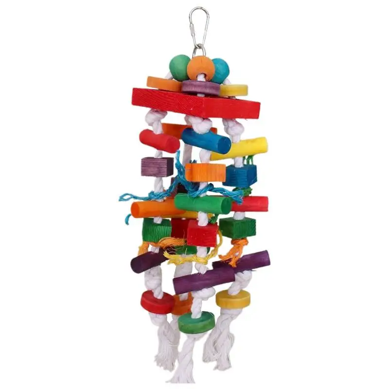 

Parakeet Toys Parrot Bite Toys Portable Bird Cage Accessories Wooden Block Bird Parrot Toys For Small Cockatiels Birds Finches