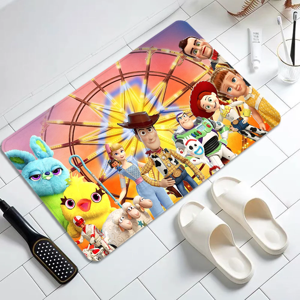 

Cartoon Toy Story Buzz Woody Floor Carpet for Bathroom Living Room Front Door Mats Flannel Kitchen Rugs Hallway Entrance Mat