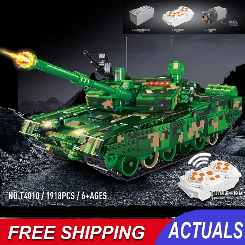 

City Remote Control Ww2 Military 99a Tank Weapon Building Blocks 1918pcs Rc Vehicle Moc Assembly Model Bricks Toys Gift Children