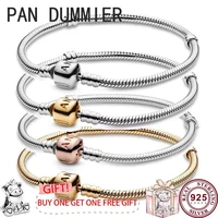 hot 925 sterling silver classic cylindrical button womens pan bracelet suitable for original pandoha high quality charm jewelry