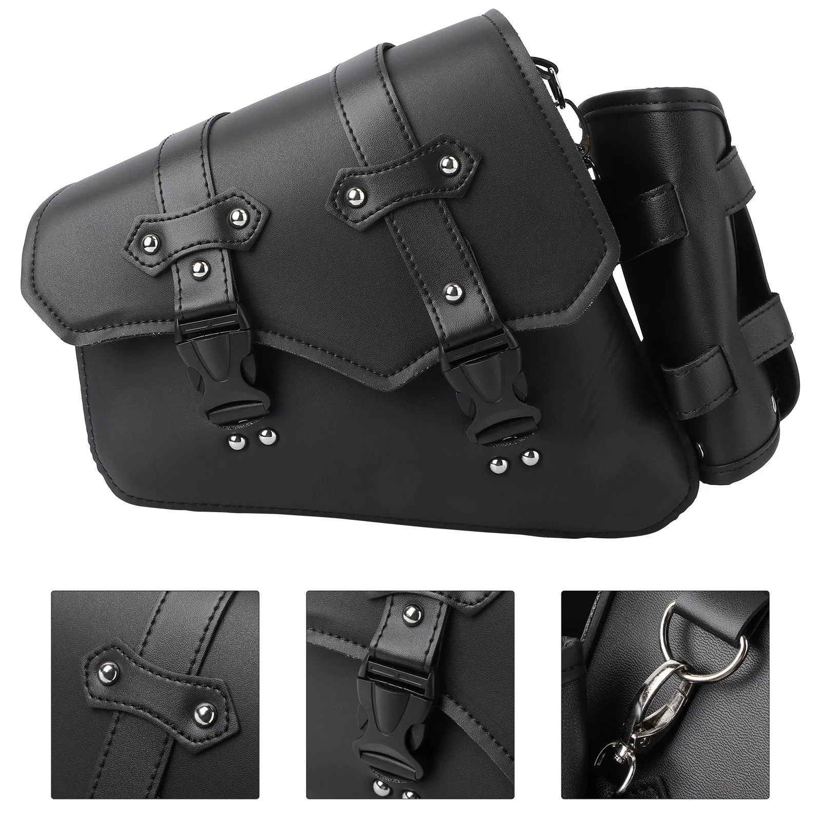 

Motorcycle Saddle Side Tool Motorbike Tail Bike Arm Swing Pouch Swingarm Luggage Waterproof Pu Box Case Saddlebags