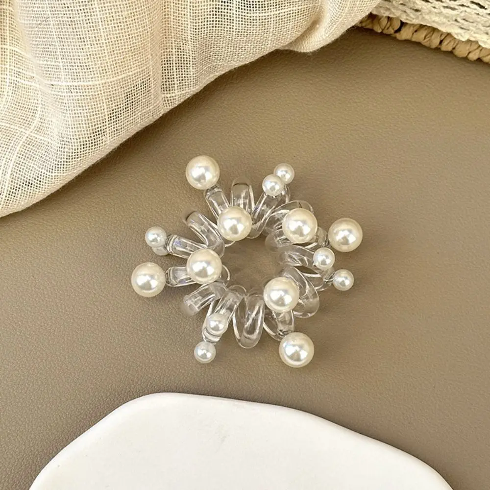 Модные жемчужные резинки для волос прозрачная утолщенная телефонная проволока