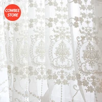 white embroidered curtains for living room curtains for bedroom wedding voile tulle sheer flower drapes windows backdrop europe
